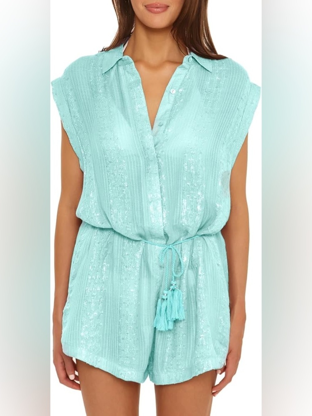 Isabella Rose Aqua Swim Cover Up Romper sz M